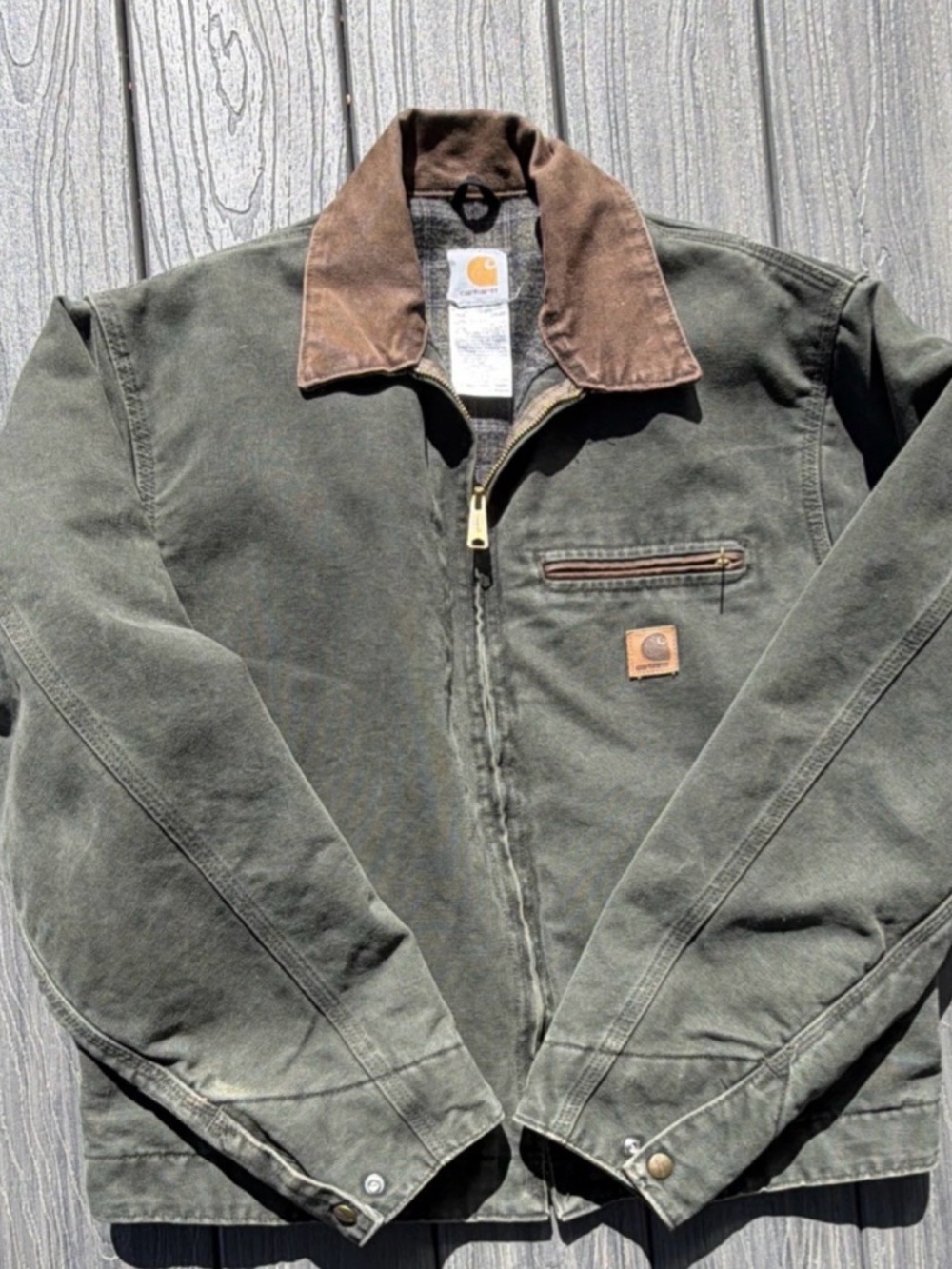 Vintage Carhartt Moss Green Detroit Canvas Jacket RARE Made in USA
